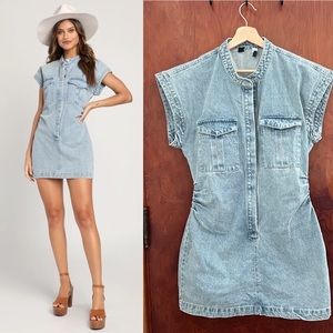 Light Wash Cotton Denim Button-Front Mini Dress 🌿